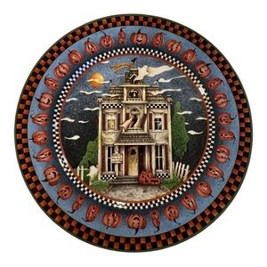 Debbie Mumm Vintage 2001 Haunted House Halloween Cookie Plate By Oneida